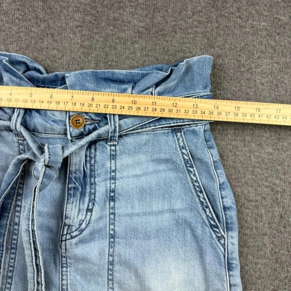 Free People‎ Women's 0 Blue Jean Skirt Belted High Waist Ruffle Mini Boho